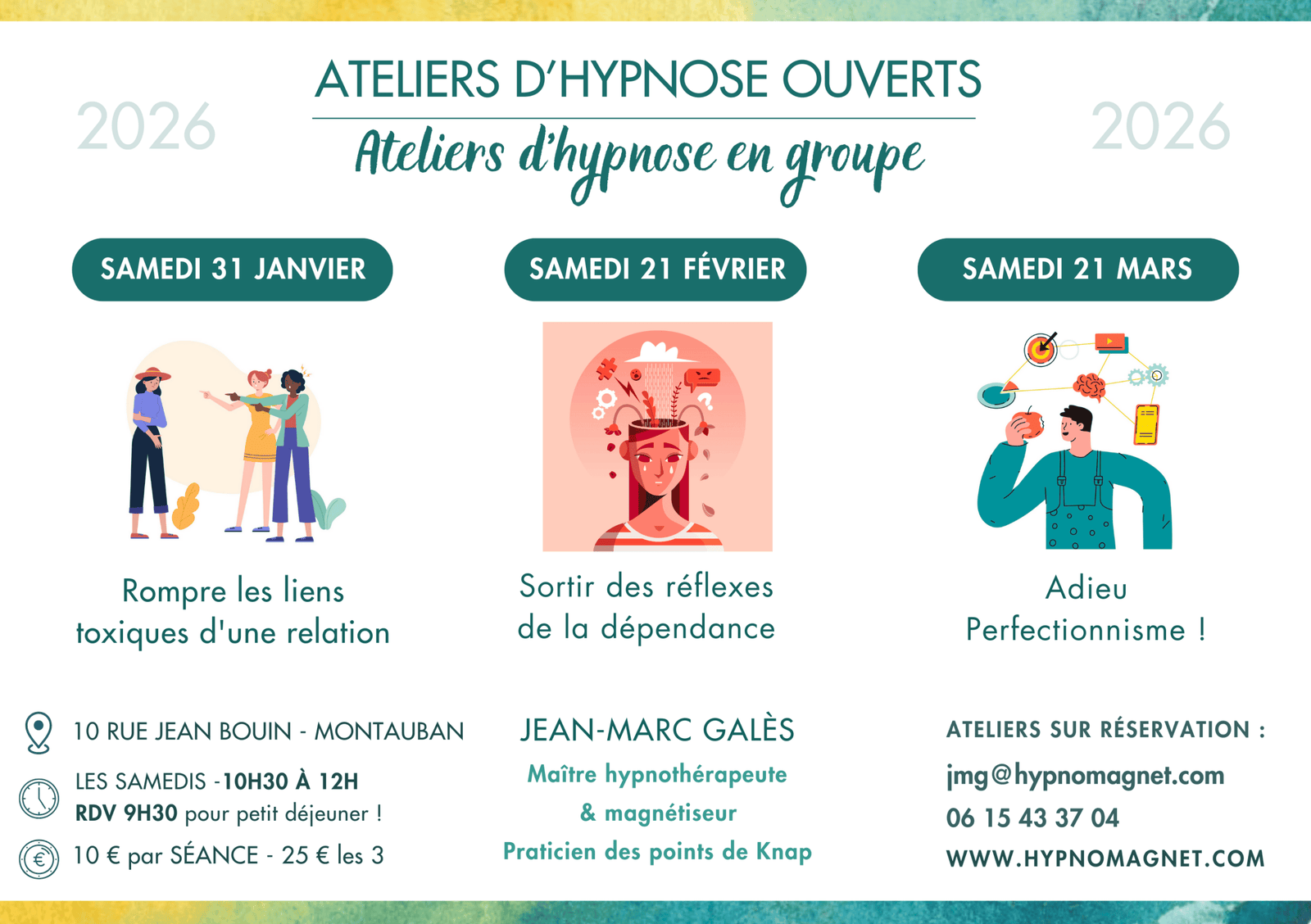 Ateliers de groupe hypnomagnet Janvier- mars 2026