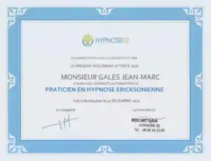 Certificat-Hypnose-Praticien-Jean Marc Galès Hypnomagnet