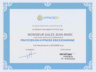 Certificat de praticien en Hypnose Ericksonienne Jean Marc Galès